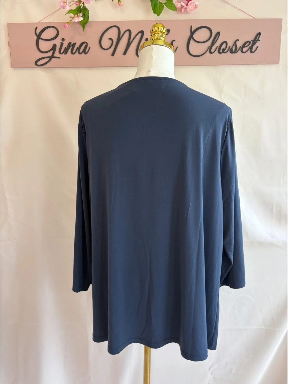 Lane Bryant Women's Navy Blue V-Neck Long Sleeve Tunic Top Size 18/20